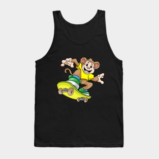 Funny monkey is skateboarding Tank Top